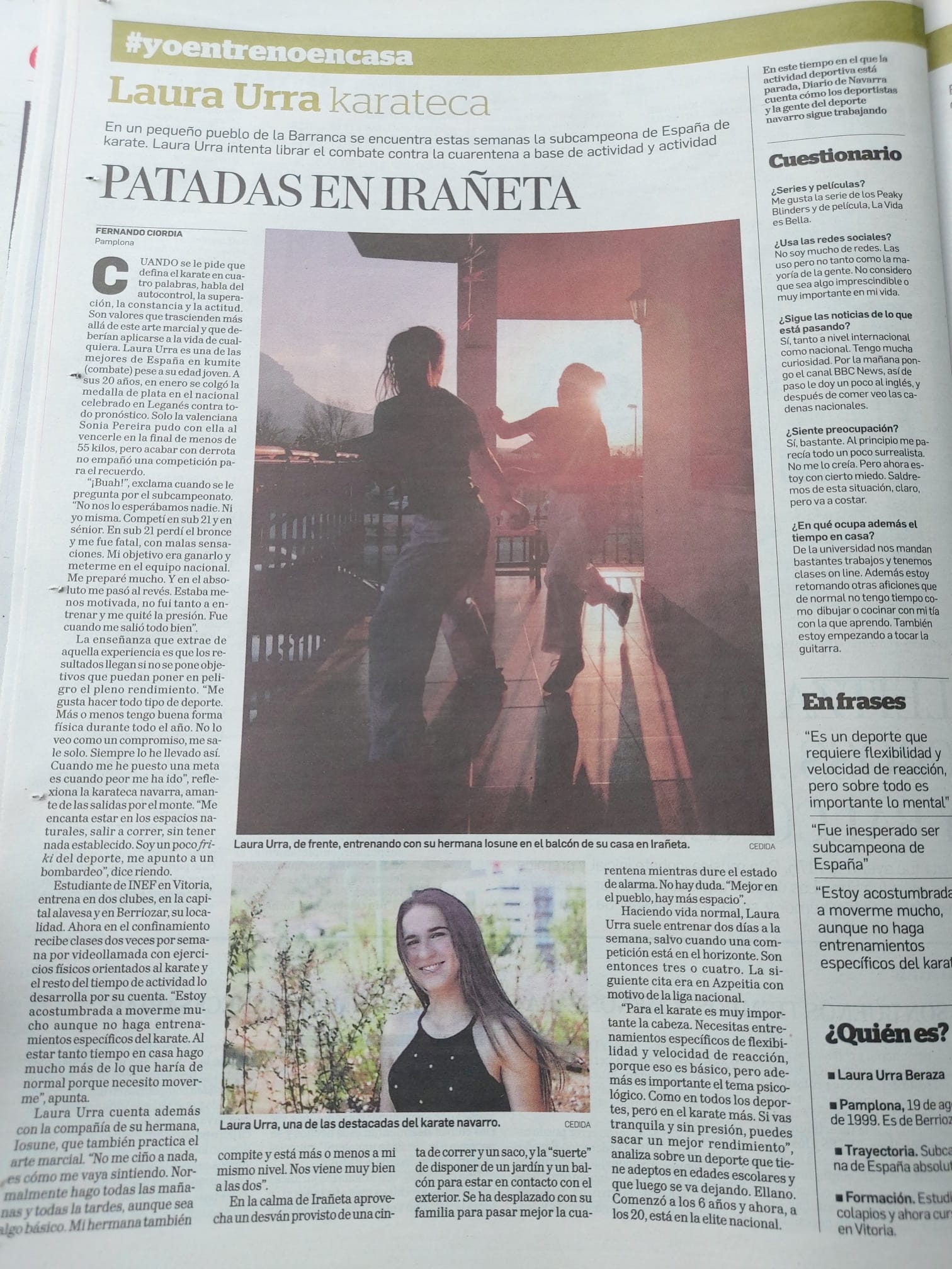 Reportaje de Laura Urra en Diario de Navarra